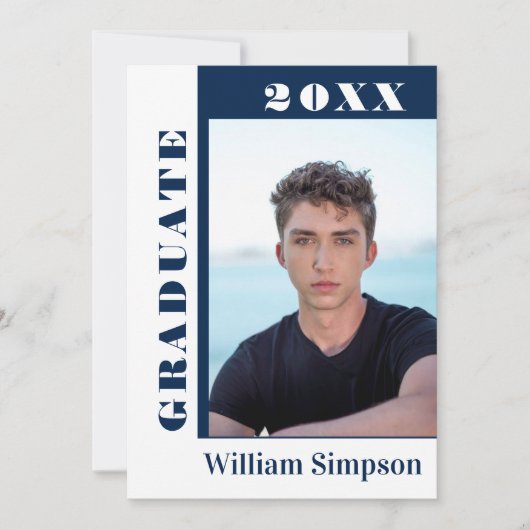Moderne Eenvoudige minimalistische 2 FOTO-graduati Kaart (Voorkant)