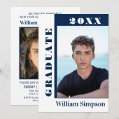 Moderne Eenvoudige minimalistische 2 FOTO-graduati Kaart (Voorkant / Achterkant)