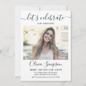 Moderne Eenvoudige minimalistische 2 FOTO-graduati Kaart (Achterkant)