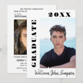 Moderne Eenvoudige minimalistische 2 FOTO-graduati Kaart (Voorkant / Achterkant)