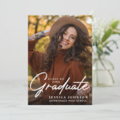 Moderne Eenvoudige minimalistische 2 FOTO-graduati Kaart (Staand voorkant)