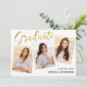 Moderne Eenvoudige minimalistische 3FOTO GraduPart Kaart (Staand voorkant)