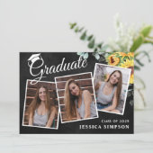 Moderne Eenvoudige minimalistische 3FOTO GraduPart Kaart (Staand voorkant)