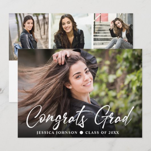 Moderne Eenvoudige Minimalistische 4 FOTO Afstudee Kaart (Voorkant / Achterkant)