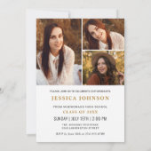 Moderne eenvoudige minimalistische 4 FOTO-graduati Kaart (Achterkant)