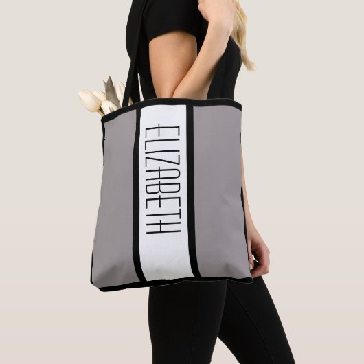 Moderne eenvoudige minimalistische aangepaste naam tote bag (Dichtbij)
