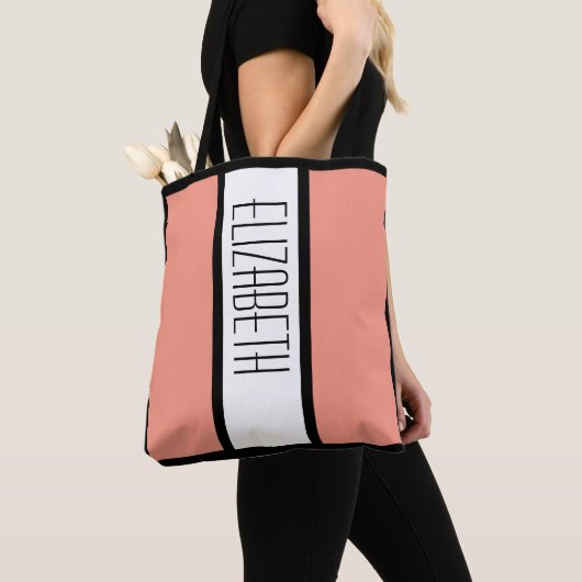 Moderne Eenvoudige Minimalistische Aangepaste Naam Tote Bag (Dichtbij)