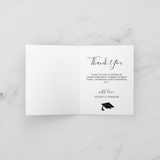 Moderne, eenvoudige, minimalistische Afstuderen FO Bedankkaart (Binnen)