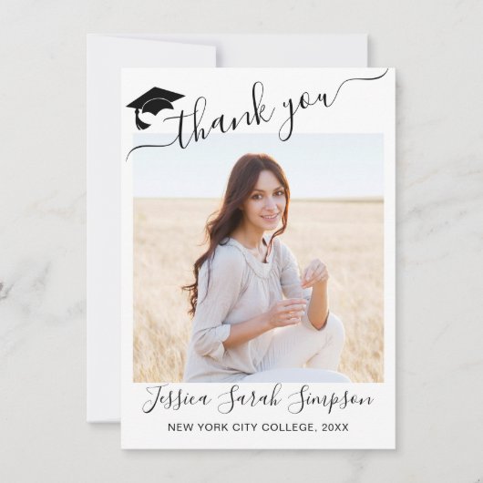 Moderne, eenvoudige, minimalistische Afstuderen FO Bedankkaart (Voorkant)