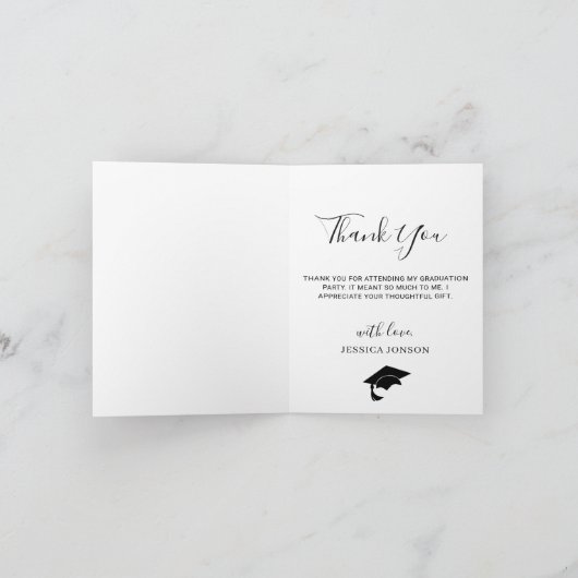 Moderne, eenvoudige, minimalistische Afstuderen FO Bedankkaart (Binnen)
