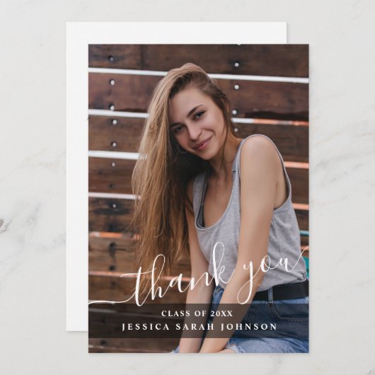 Moderne, eenvoudige, minimalistische Afstuderen FO Bedankkaart (Voorkant / Achterkant)