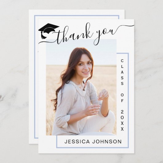Moderne, eenvoudige, minimalistische Afstuderen FO Bedankkaart (Voorkant / Achterkant)