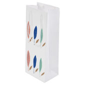 Moderne eenvoudige minimalistische bladeren wijn cadeautas (Voorkant Gekanteld)