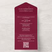 Moderne eenvoudige minimalistische Bourgogne | QR- All In One Uitnodiging (Binnen)