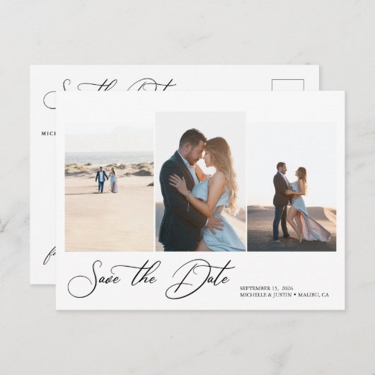 Moderne eenvoudige minimalistische bruiloft bespaa briefkaart (Voorkant / Achterkant)