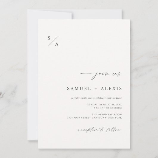 Moderne, eenvoudige minimalistische bruiloft met e kaart (Voorkant)