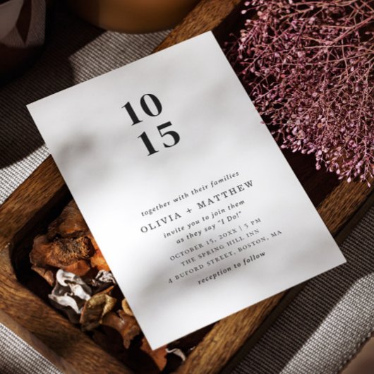 Moderne eenvoudige minimalistische bruiloft + QR c Kaart