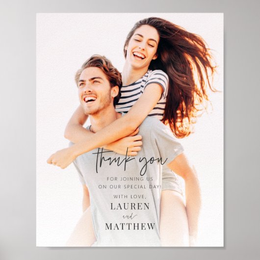 Moderne Eenvoudige Minimalistische Chic Trouw Dank Poster (Voorkant)