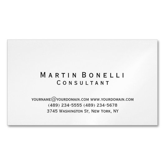 Moderne eenvoudige minimalistische consultant magnetisch visitekaartje (Voorkant)