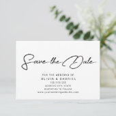 Moderne, eenvoudige minimalistische elegante kalli save the date (Staand voorkant)