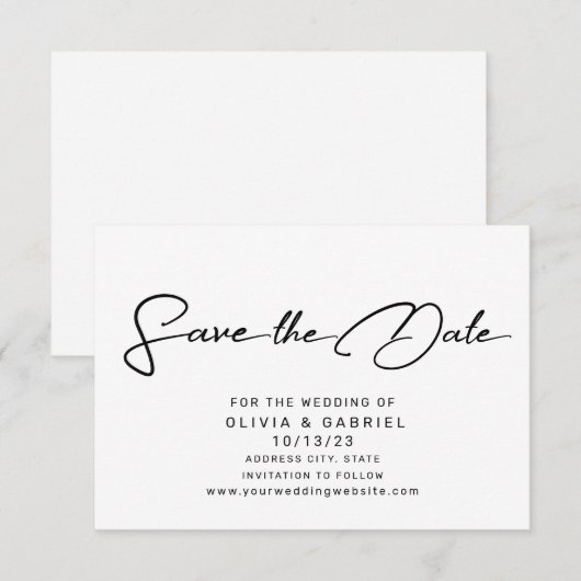 Moderne, eenvoudige minimalistische elegante kalli save the date (Voorkant / Achterkant)
