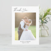 Moderne eenvoudige minimalistische foto bruiloft bedankkaart (Staand voorkant)