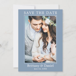 Moderne eenvoudige minimalistische foto Dusty Blue Save The Date