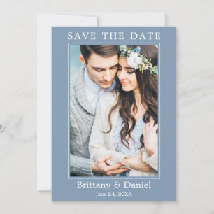 Moderne eenvoudige minimalistische foto Dusty Blue Save The Date