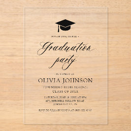Moderne Eenvoudige Minimalistische Foto Graduation Acryl Uitnodigingen