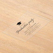 Moderne Eenvoudige Minimalistische Foto Graduation Acryl Uitnodigingen (Laagn)