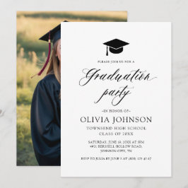 Moderne Eenvoudige Minimalistische Foto Graduation Kaart