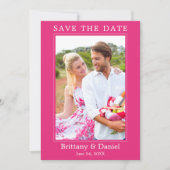 Moderne Eenvoudige Minimalistische Foto Hot Pink Save The Date (Voorkant)