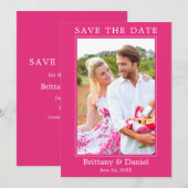 Moderne Eenvoudige Minimalistische Foto Hot Pink Save The Date (Voorkant / Achterkant)