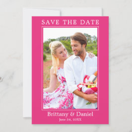Moderne Eenvoudige Minimalistische Foto Hot Pink Save The Date