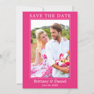 Moderne Eenvoudige Minimalistische Foto Hot Pink Save The Date