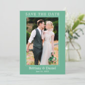 Moderne eenvoudige minimalistische foto Neo Mint Save The Date (Staand voorkant)