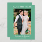 Moderne eenvoudige minimalistische foto Neo Mint Save The Date (Voorkant / Achterkant)