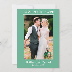 Moderne eenvoudige minimalistische foto Neo Mint Save The Date