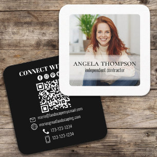 Moderne eenvoudige minimalistische foto QR-code aa Vierkante Visitekaartje