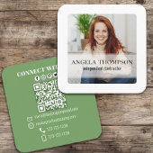 Moderne eenvoudige minimalistische foto QR-code aa Vierkante Visitekaartje