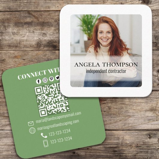 Moderne eenvoudige minimalistische foto QR-code aa Vierkante Visitekaartje