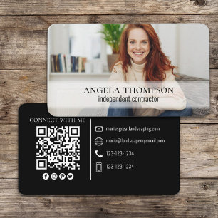 Moderne eenvoudige minimalistische foto QR-code aa Visitekaartje
