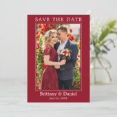 Moderne eenvoudige minimalistische foto rood save the date (Staand voorkant)