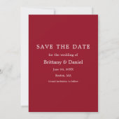 Moderne eenvoudige minimalistische foto rood save the date (Achterkant)