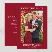Moderne eenvoudige minimalistische foto rood save the date (Voorkant / Achterkant)