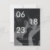 Moderne eenvoudige, minimalistische foto save the date (Achterkant)