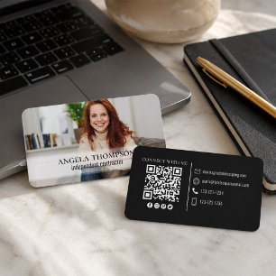 Moderne Eenvoudige Minimalistische Foto Verbind QR Visitekaartje