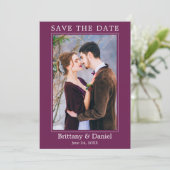 Moderne, eenvoudige, minimalistische fotobehuizing save the date (Staand voorkant)