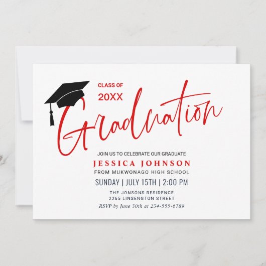 Moderne Eenvoudige Minimalistische GraduPartij Kaart (Voorkant)