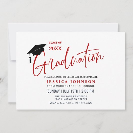 Moderne Eenvoudige Minimalistische GraduPartij Kaart (Voorkant)